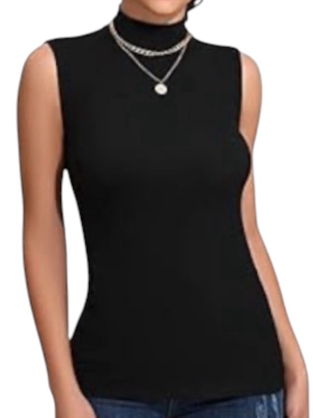 Sleeveless Mock Neck Black Women's Top tee new with tags
